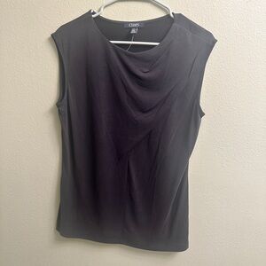 Chaps Sleeveless Drapy Tank Blouse Size Medium Dark Gray